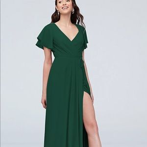 NWT FLUTTER SLEEVE GEORGETTE WRAP BRIDESMAID DRESS